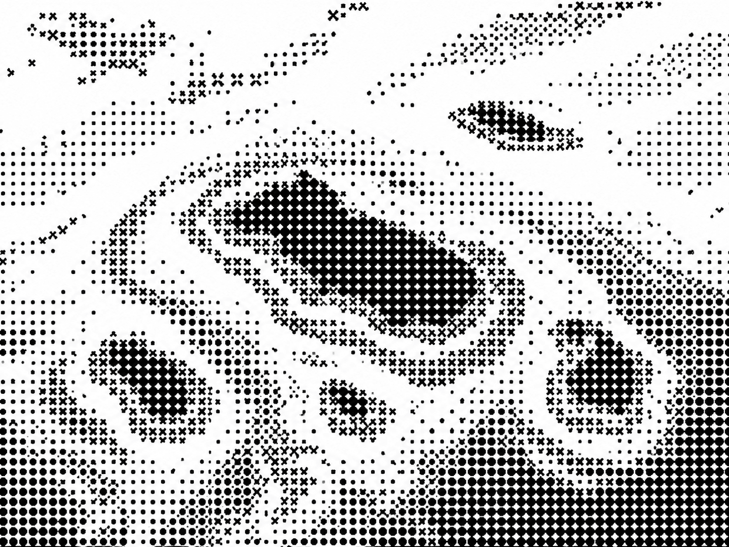 Dithered topographic contour patterns